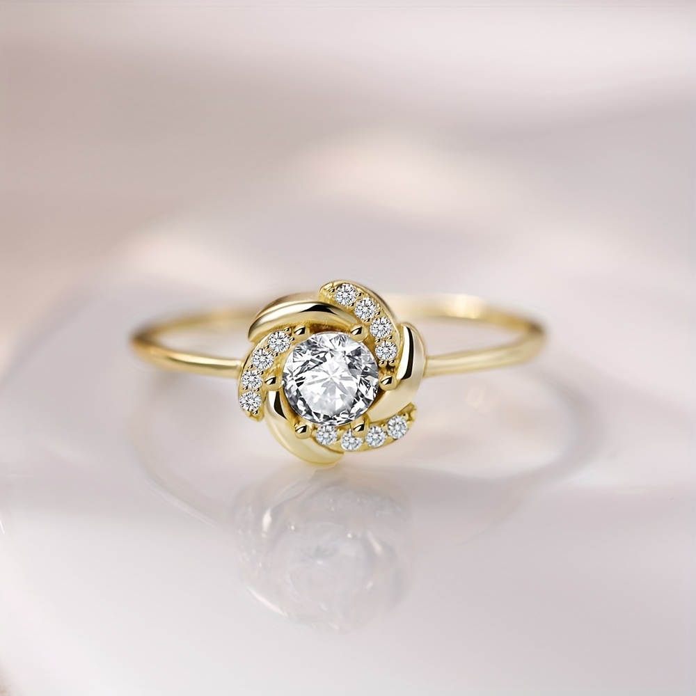 925 Silver Rose Ring with Zirconia Stones